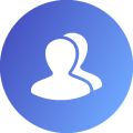 A white icon of two people, placed within a blue gradient circle. This represents being able to connect with others in the Nukshuk app for encouragement and accountability.